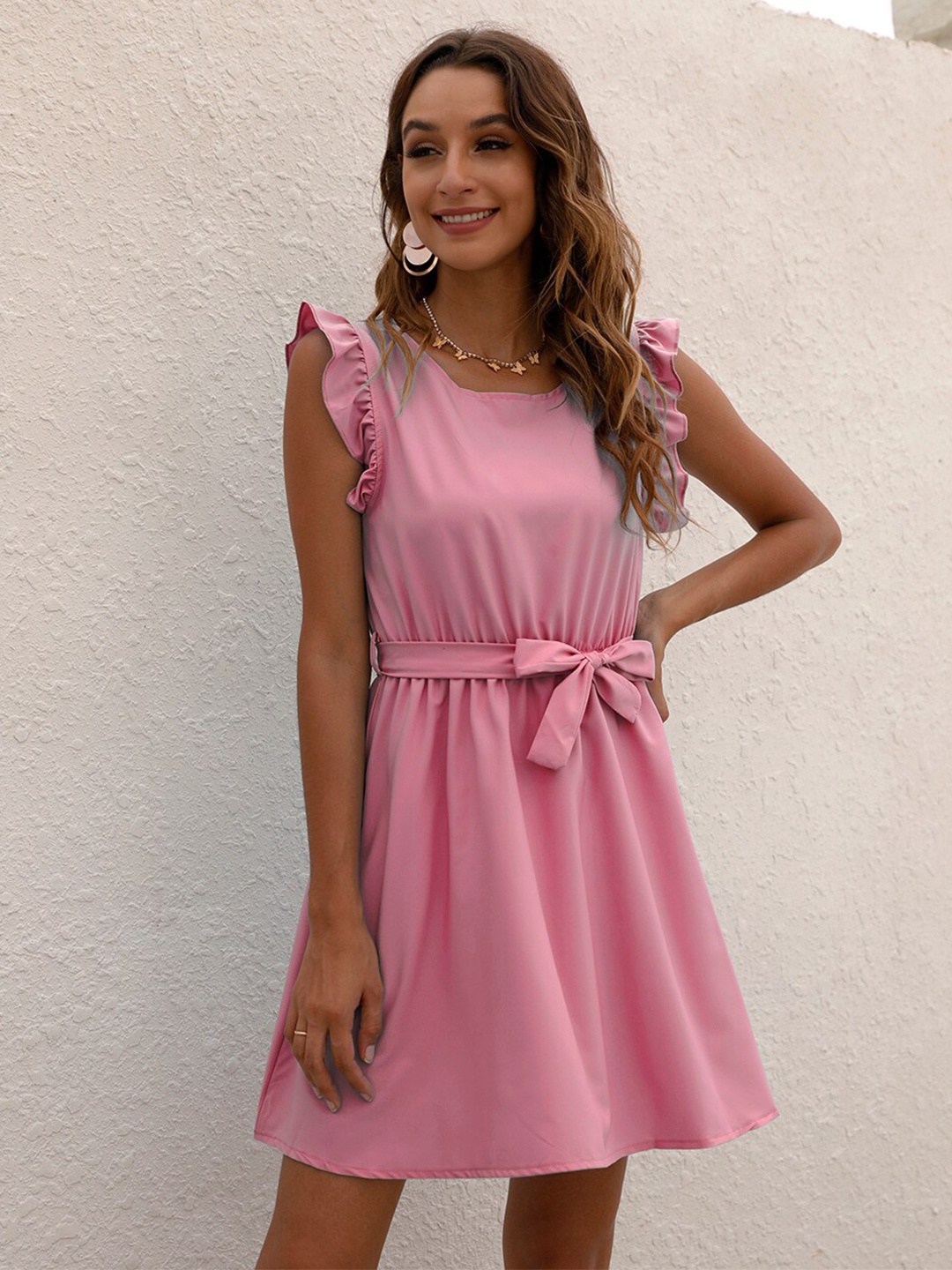 

BoStreet Pink Solid Dress