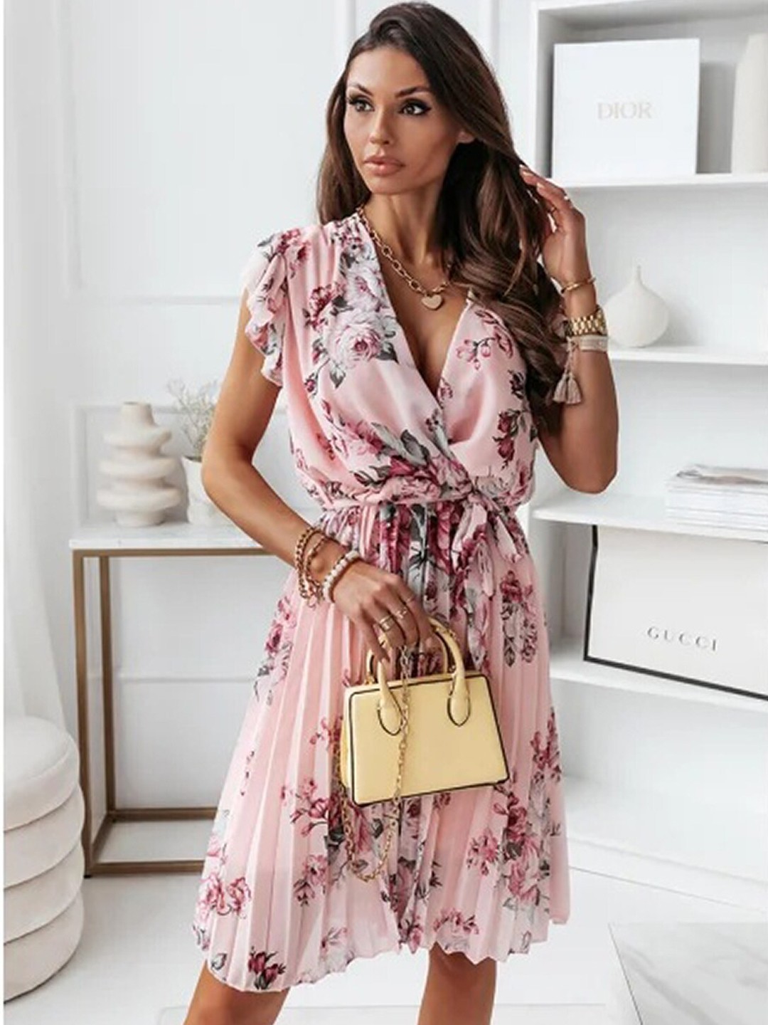 

BoStreet Pink Floral Fit and Flare Dress