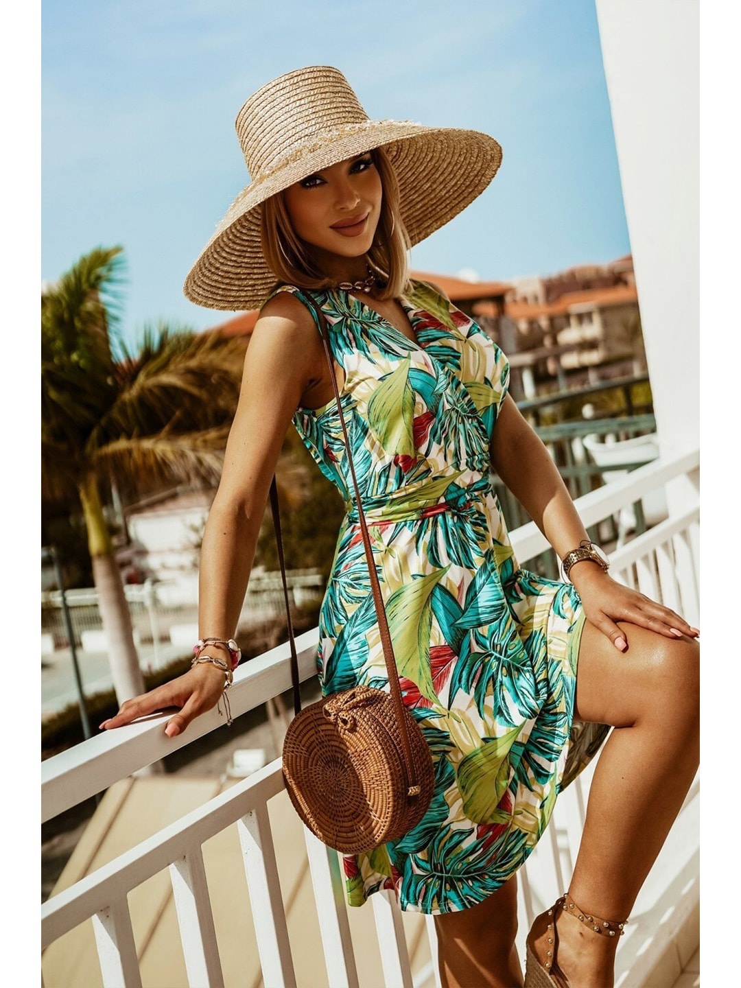 

BoStreet Green Tropical Dress