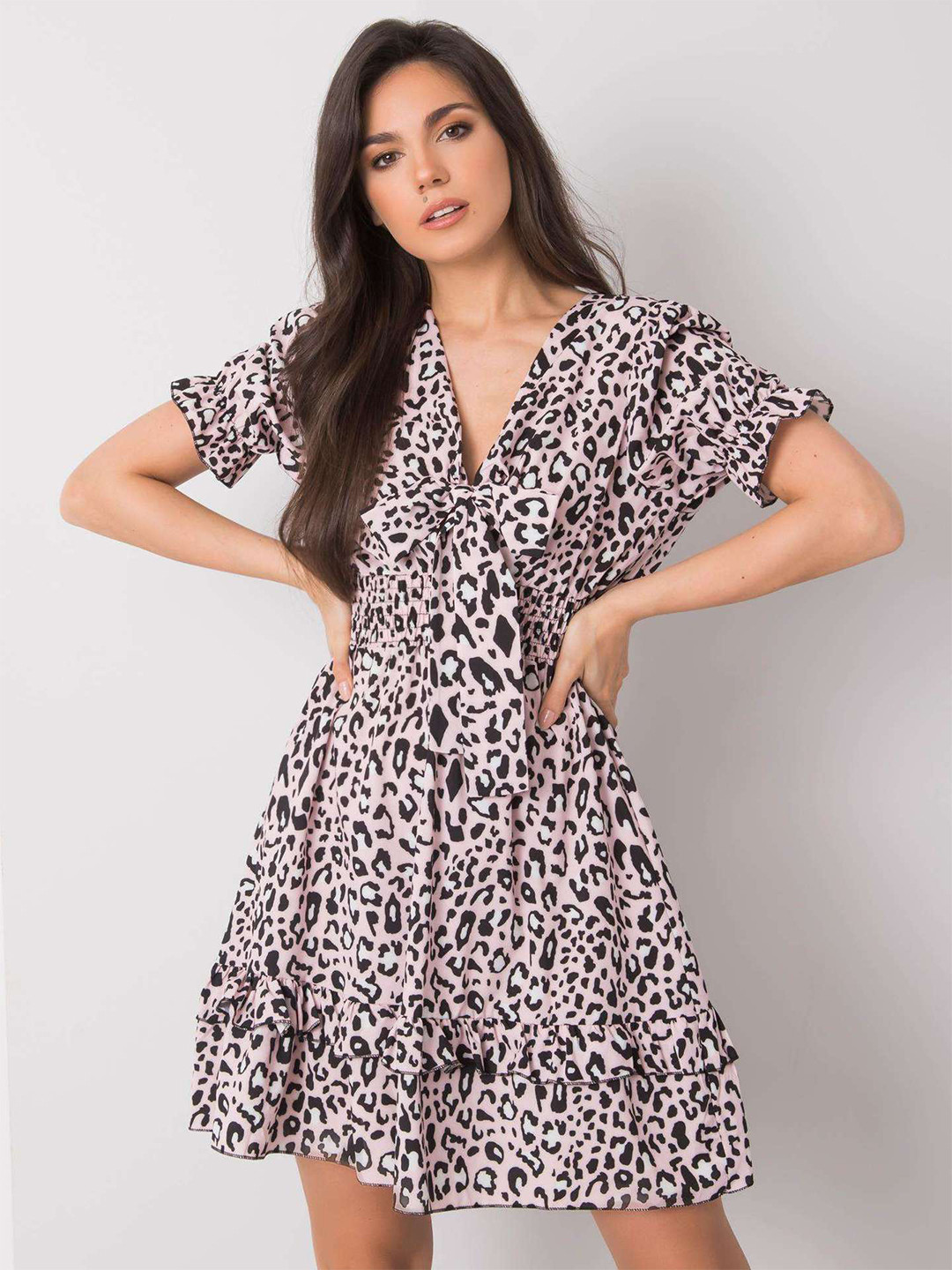 

BoStreet Pink & Black Animal Fit & Flare Dress