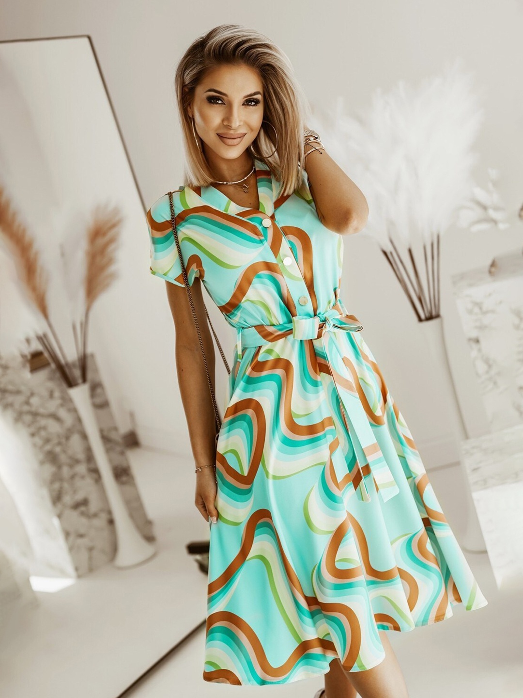 

BoStreet Blue & Off White Shirt Dress