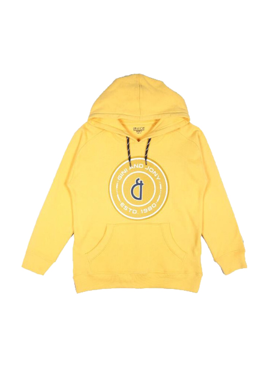 

Gini and Jony Boys Yellow Typography Printed Hooded Sweatshirt