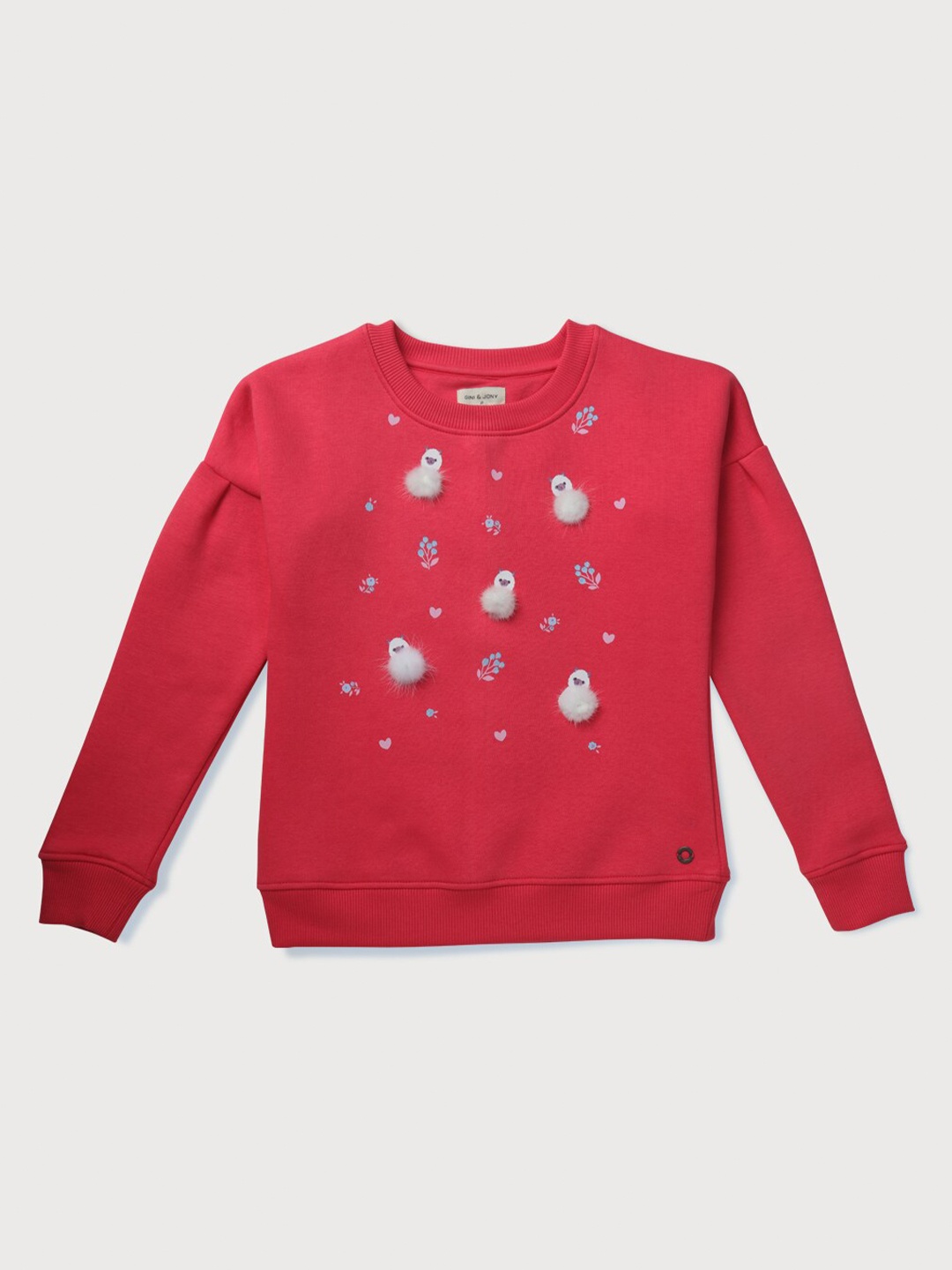 

Gini and Jony Girls Pink Printed Hooded Sweatshirt
