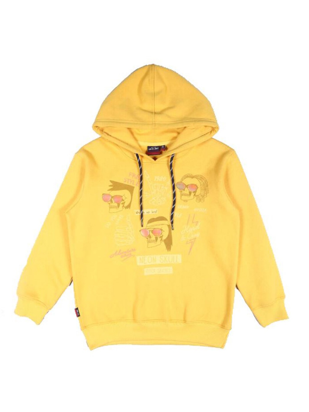 

Gini and Jony Boys Yellow Printed Hooded Sweatshirt