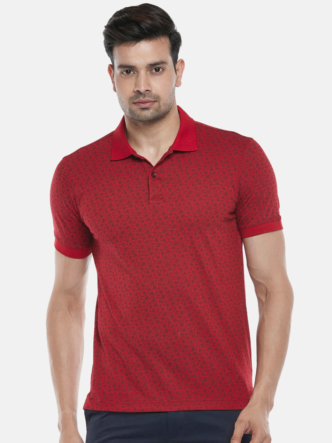 

BYFORD by Pantaloons Men Red Polo Collar Slim Fit T-shirt