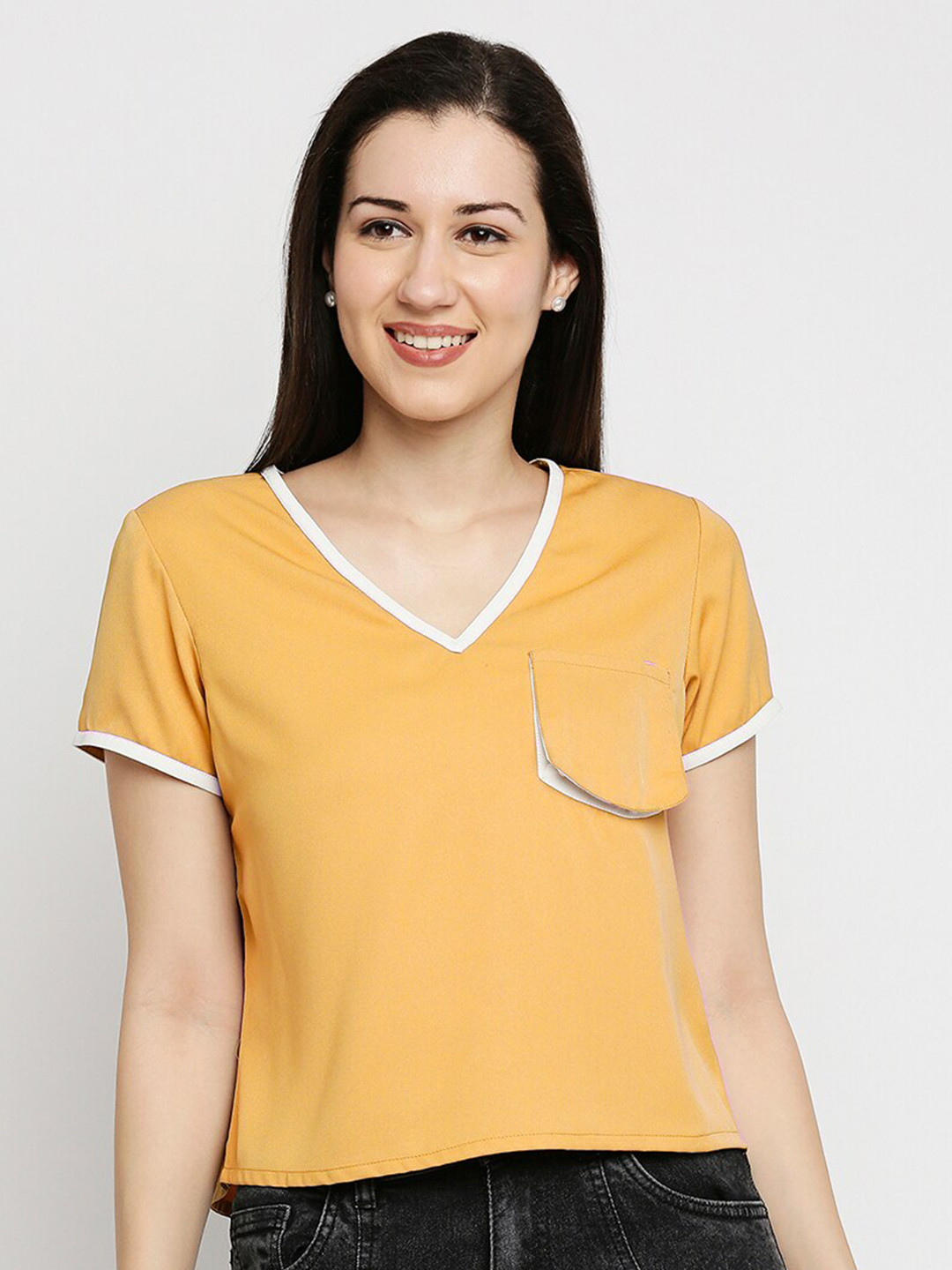 

ZINNIA Yellow Solid Pocket Top