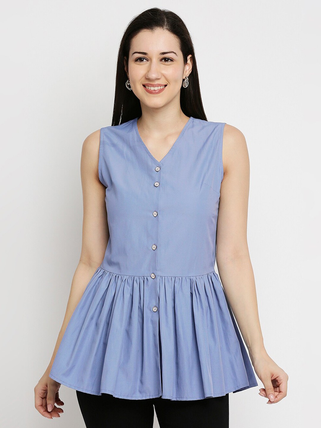 

ZINNIA Grey Solid Peplum Top