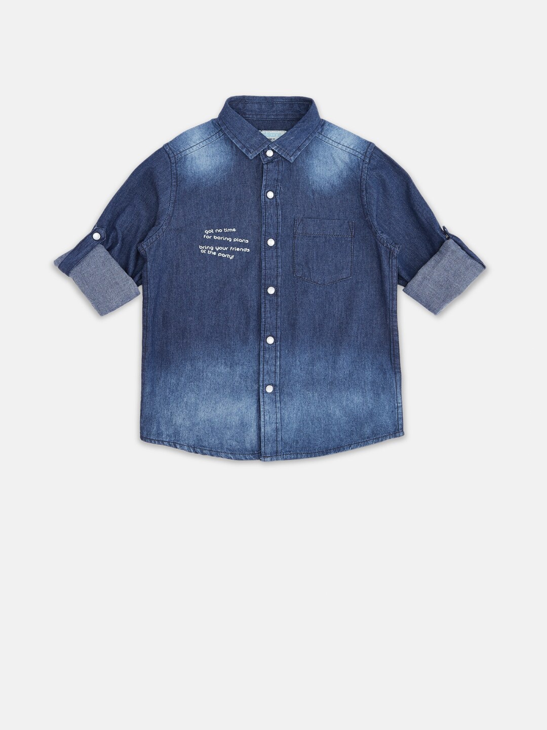

Pantaloons Junior Boys Blue Faded Casual Cotton Shirt