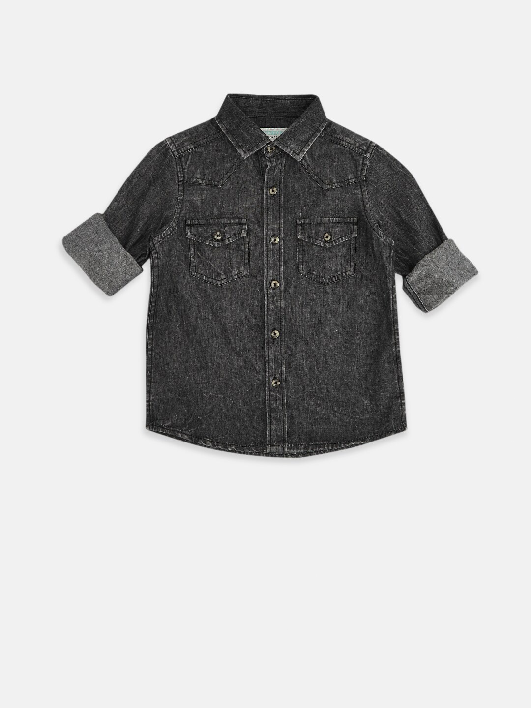 

Pantaloons Junior Boys Charcoal Casual Cotton Shirt