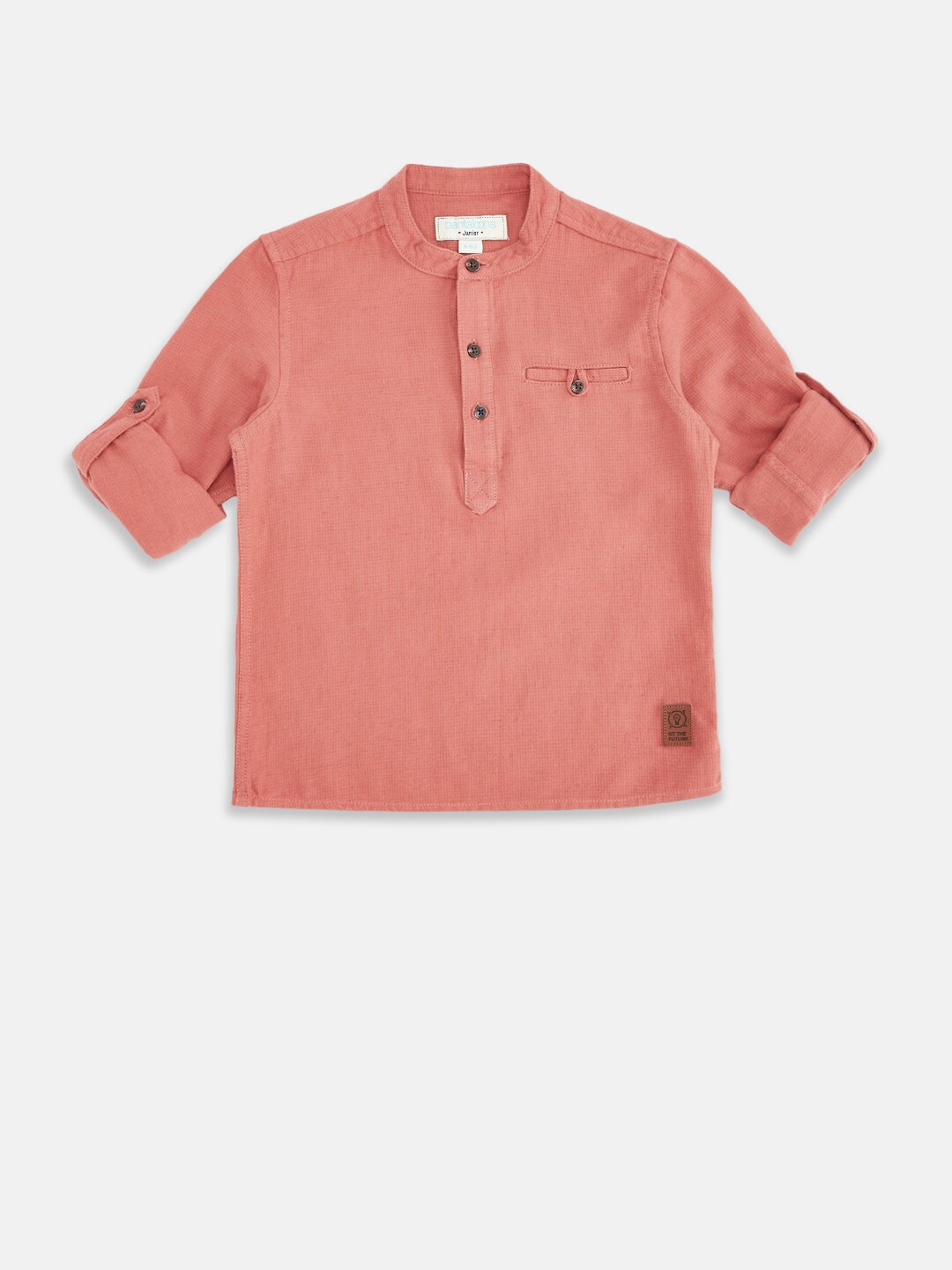 

Pantaloons Junior Boys Peach-Coloured Casual Cotton Shirt