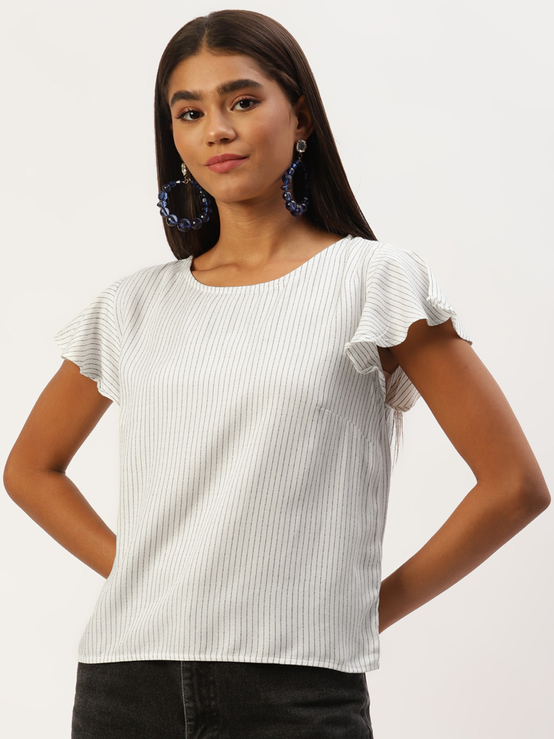 

LC Waikiki White & Black Striped Top