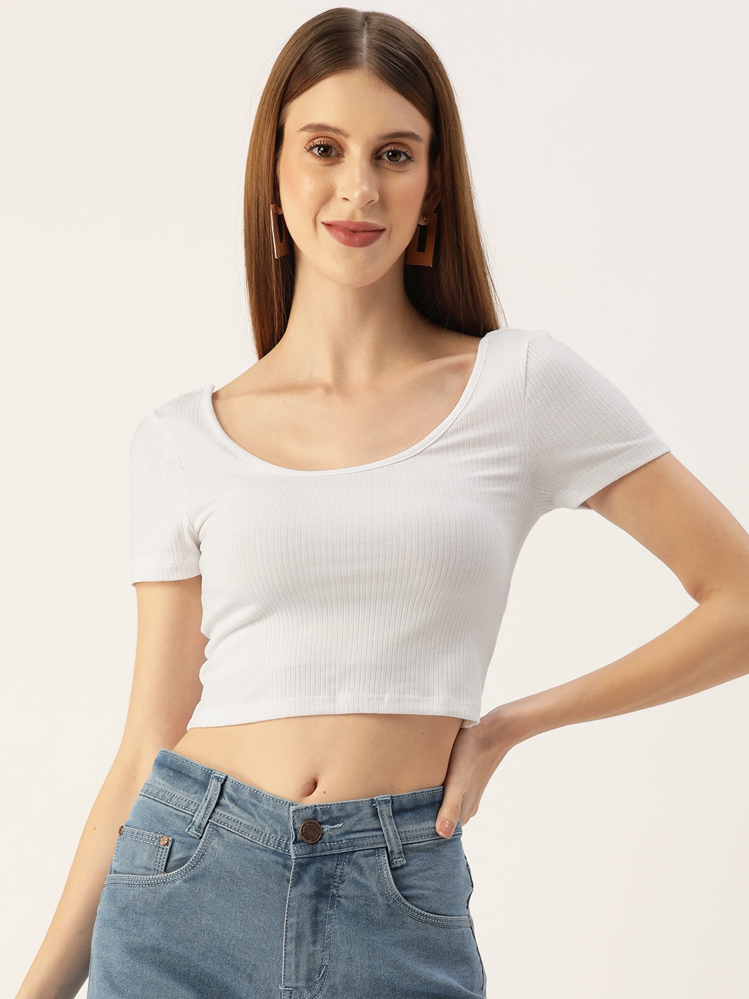 

LC Waikiki White Ribbed Crop Top
