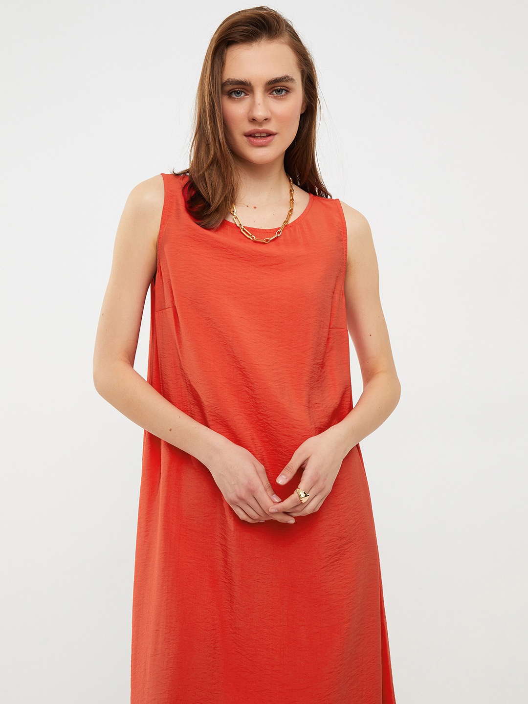 

LC Waikiki Red A-Line Dress with Asymmetric hemline