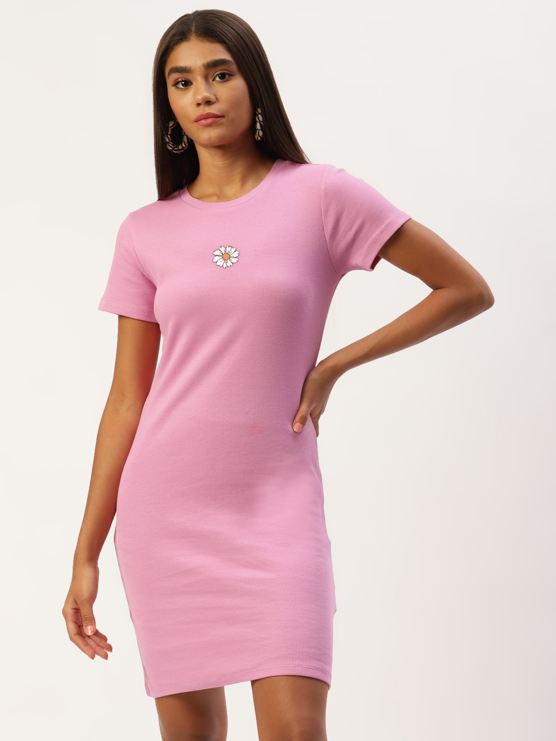 

LC Waikiki Pink Solid T-shirt Dress