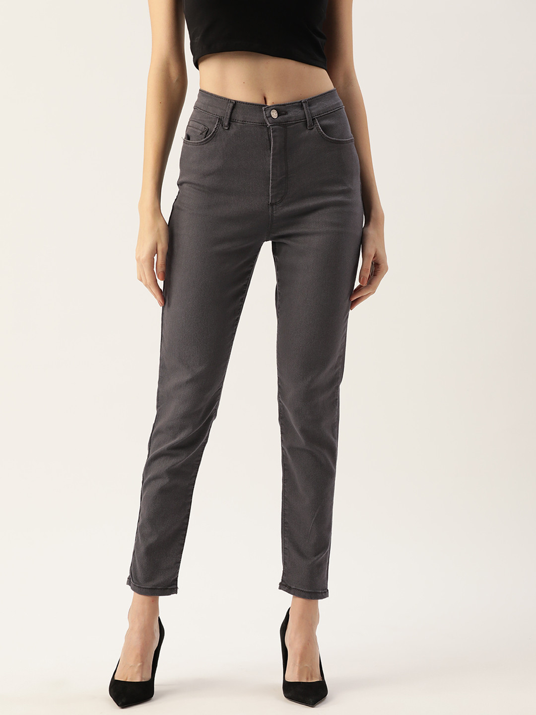 

LC Waikiki Women Charcoal Grey Solid Stretchable Jeans