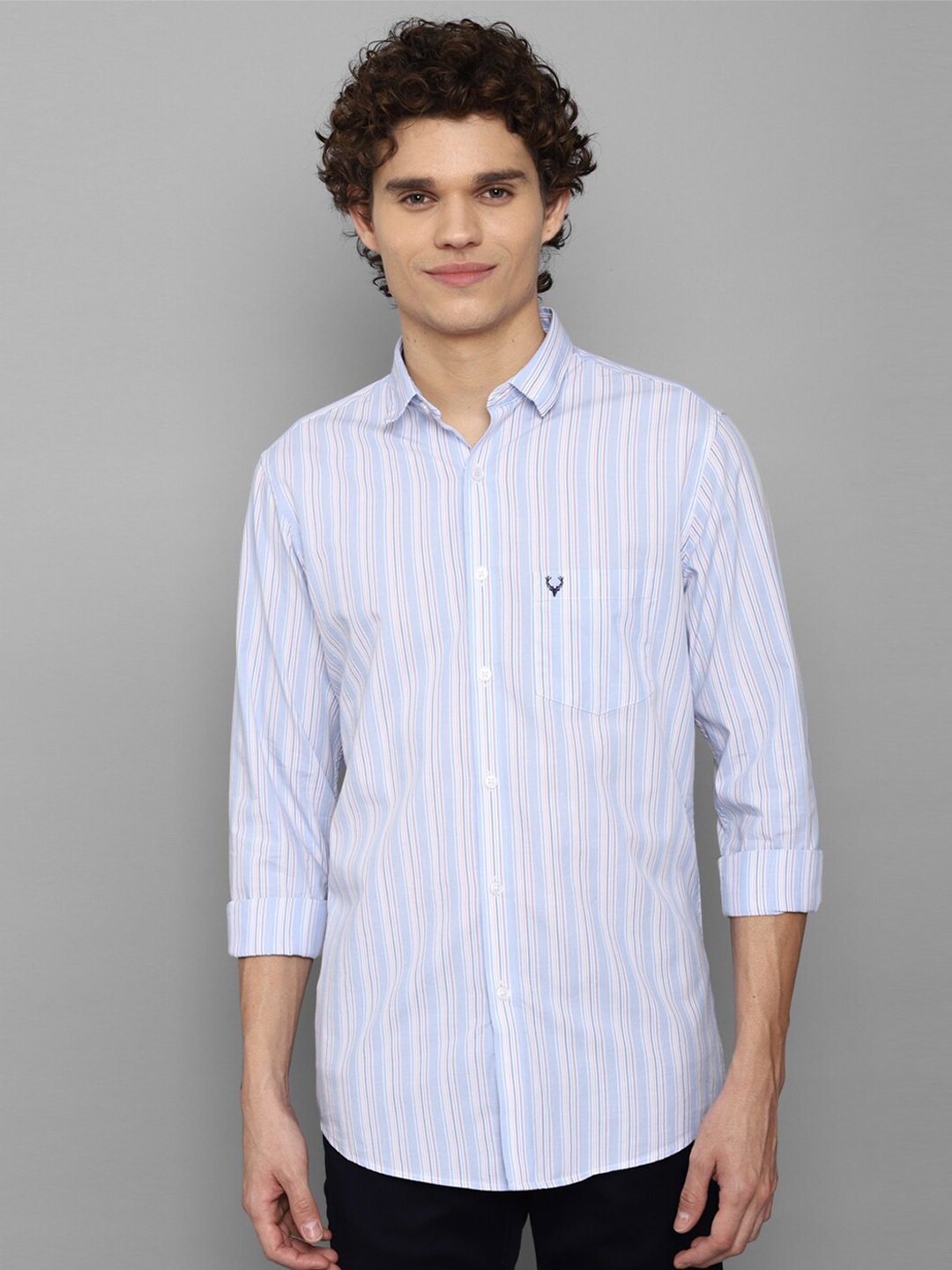 

Allen Solly Men Blue Slim Fit Striped Casual Cotton Shirt