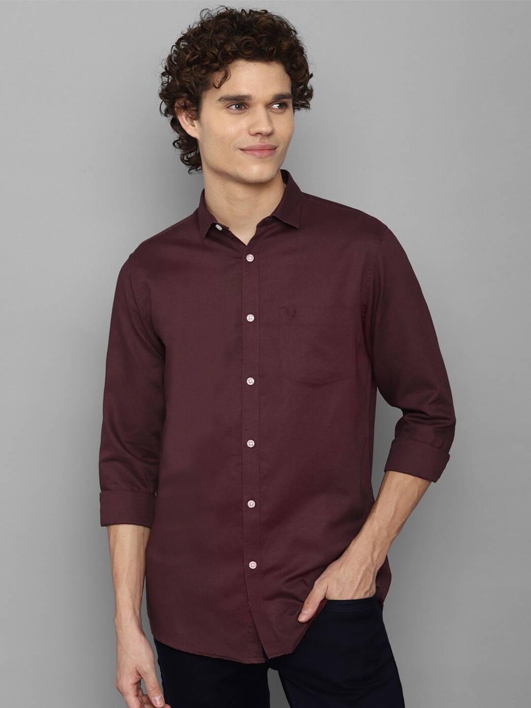 

Allen Solly Men Maroon Slim Fit Casual Cotton Shirt