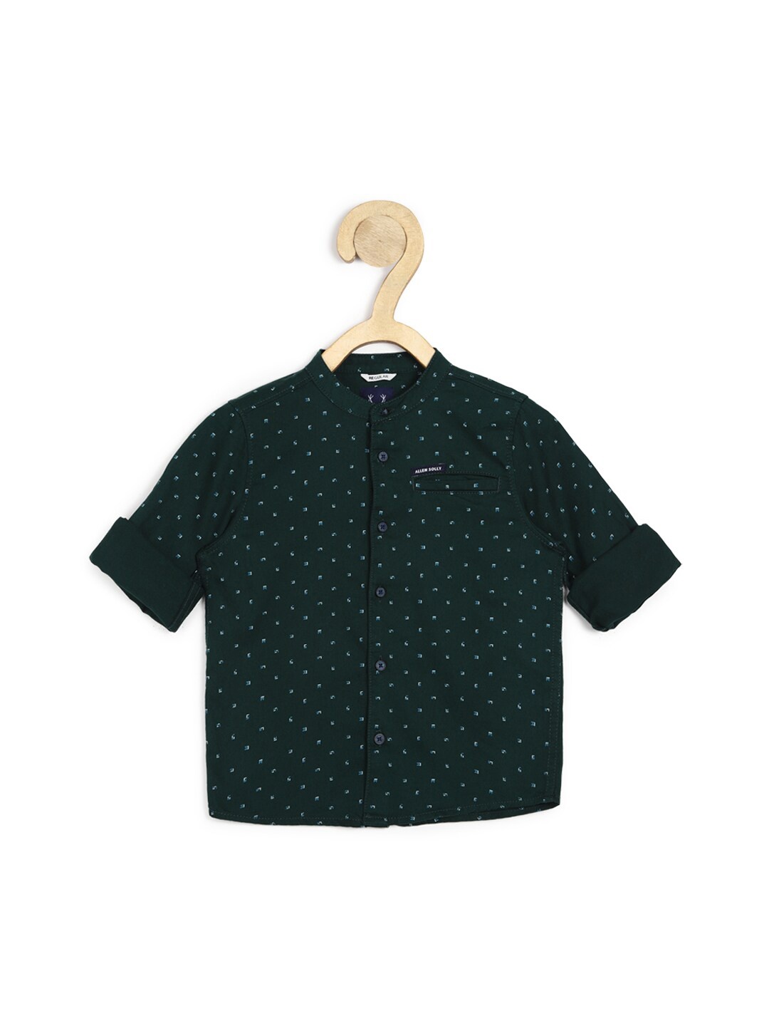 

Allen Solly Junior Boys Green Printed Casual Cotton Shirt