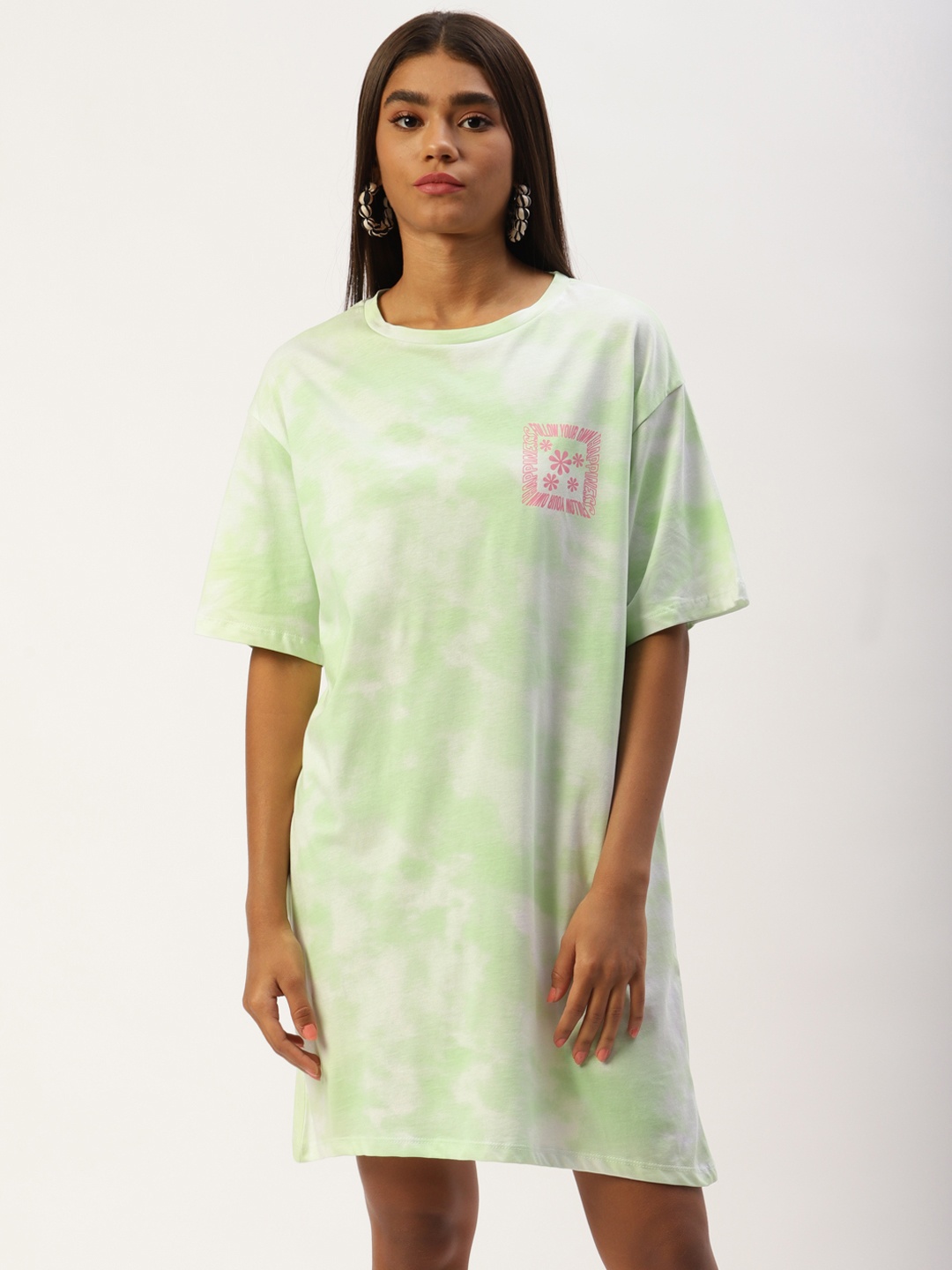 

LC Waikiki Green Tie and Dye T-shirt Dress