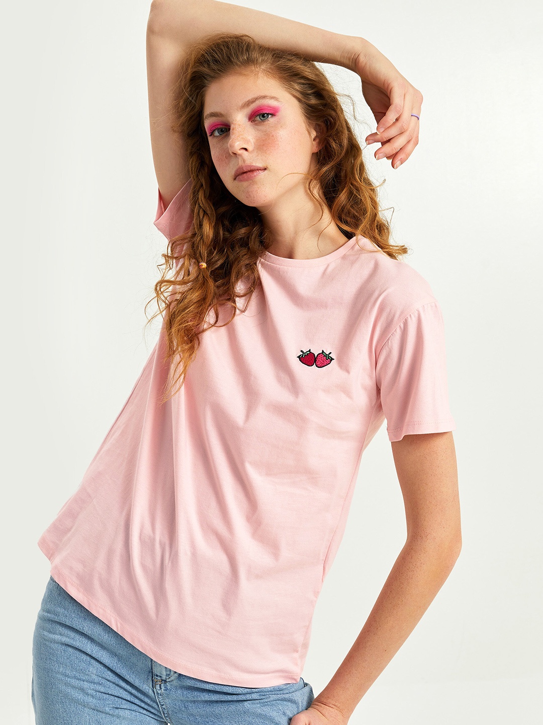 

LC Waikiki Women Pink Printed T-shirt