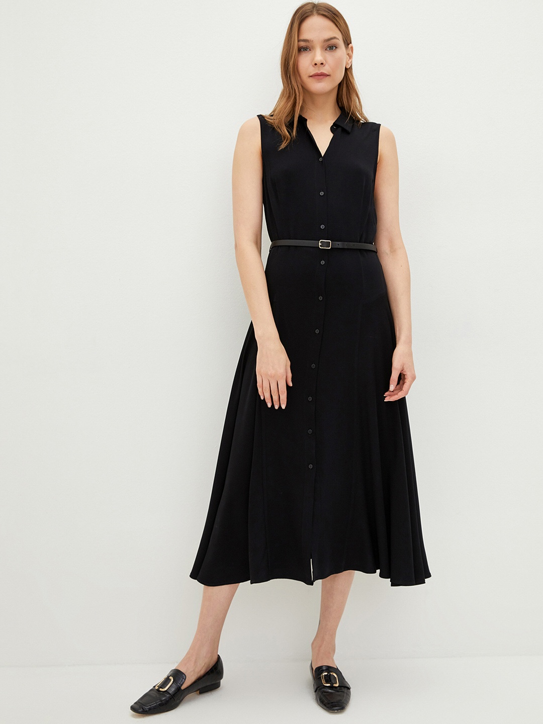 

LC Waikiki Black A-Line Midi Dress