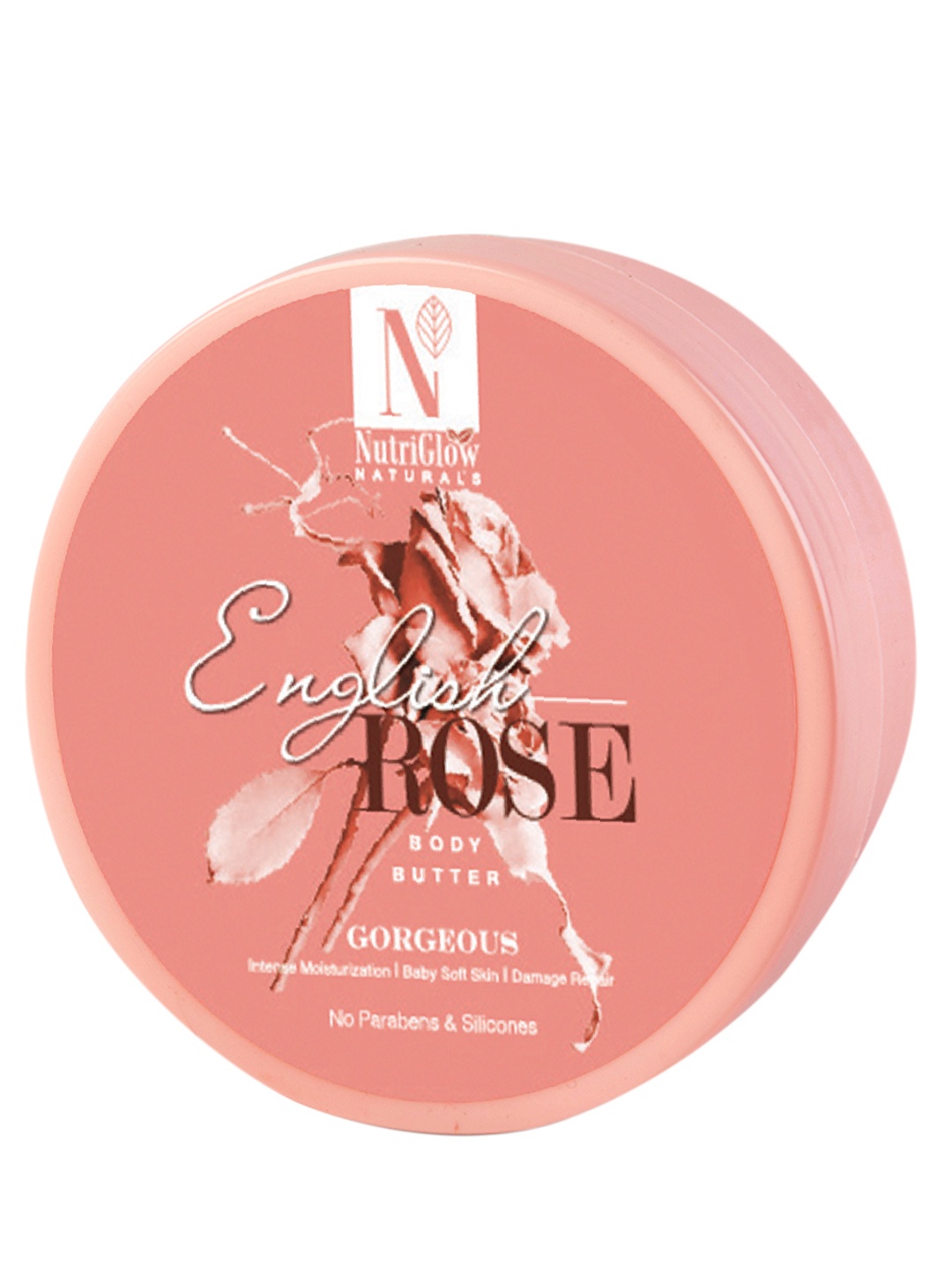 

NutriGlow Naturals Sustainable English Rose Body Butter for Deep Nourishing - 200g, Pink