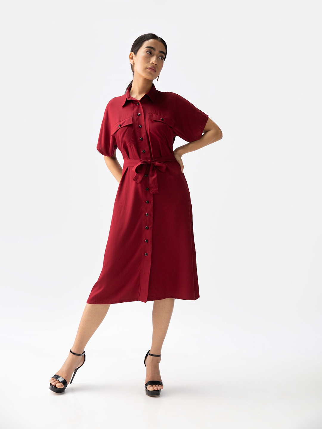 

Saltpetre Women Maroon Midi Dress