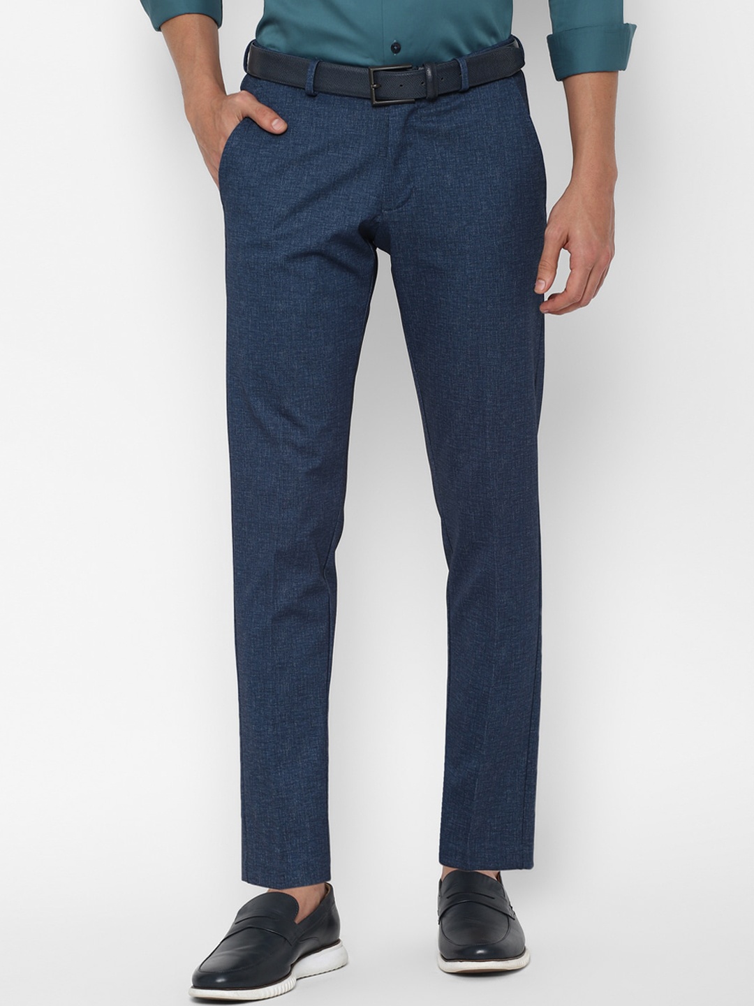 

Allen Solly Men Navy Blue Textured Slim Fit Trouser