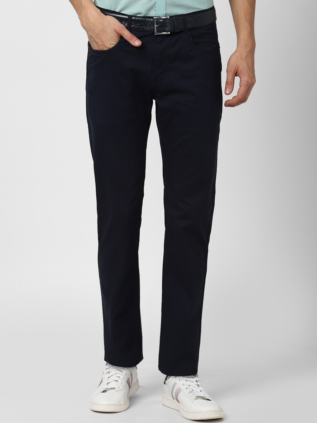 

Peter England Casuals Men Navy Blue Slim Fit Trousers
