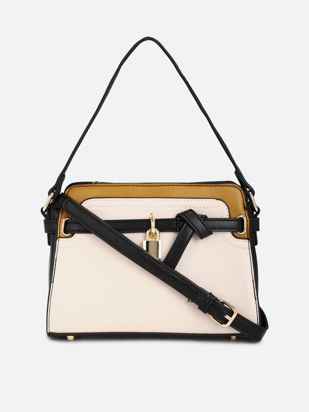 

Allen Solly Black Colourblocked PU Structured Sling Handbag