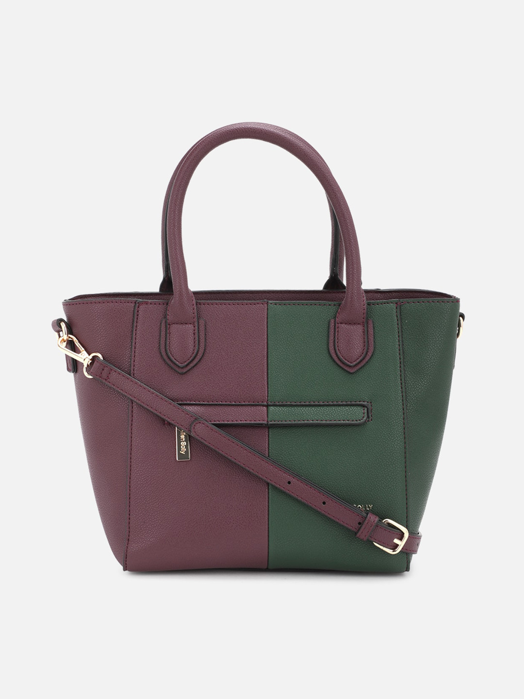 

Allen Solly Purple Colourblocked PU Swagger Handheld Bag