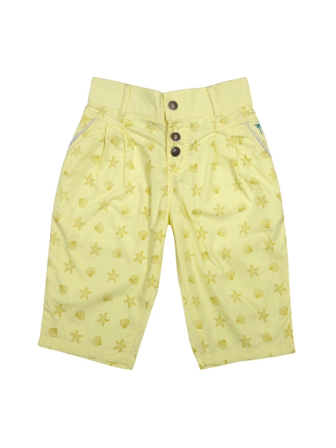 

Palm Tree Girls Yellow Printed Regular Fit Capris