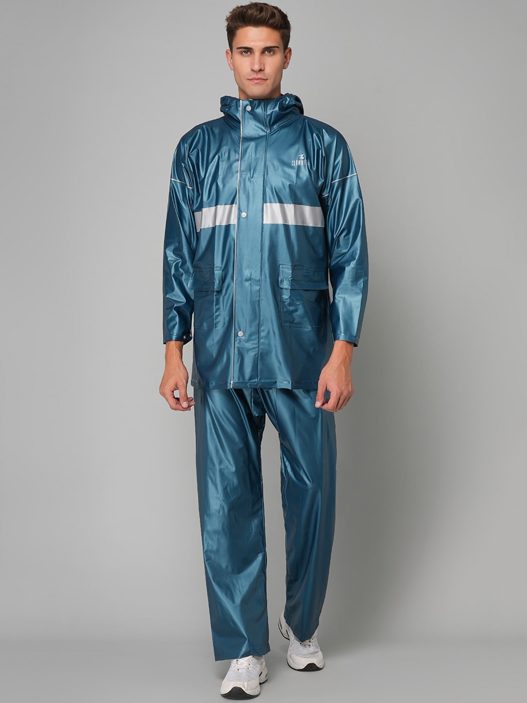 

THE CLOWNFISH Azure Pro Blue Solid Waterproof Rain Suit