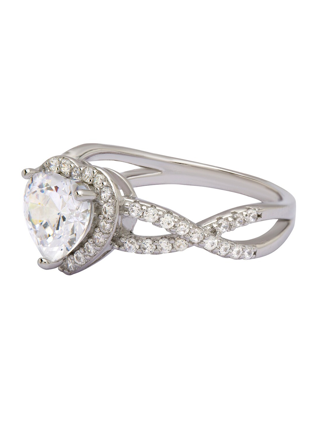 

ANAYRA 925 Sterling Silver White AD Studded Ring