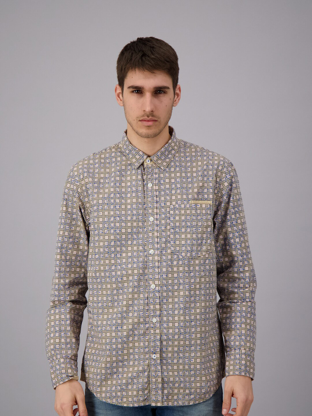 

FREESOUL Men Beige Printed Casual Shirt