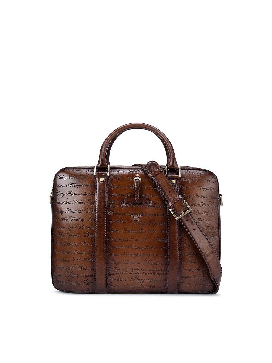 

Da Milano Men Brown Textured Leather Laptop Bag