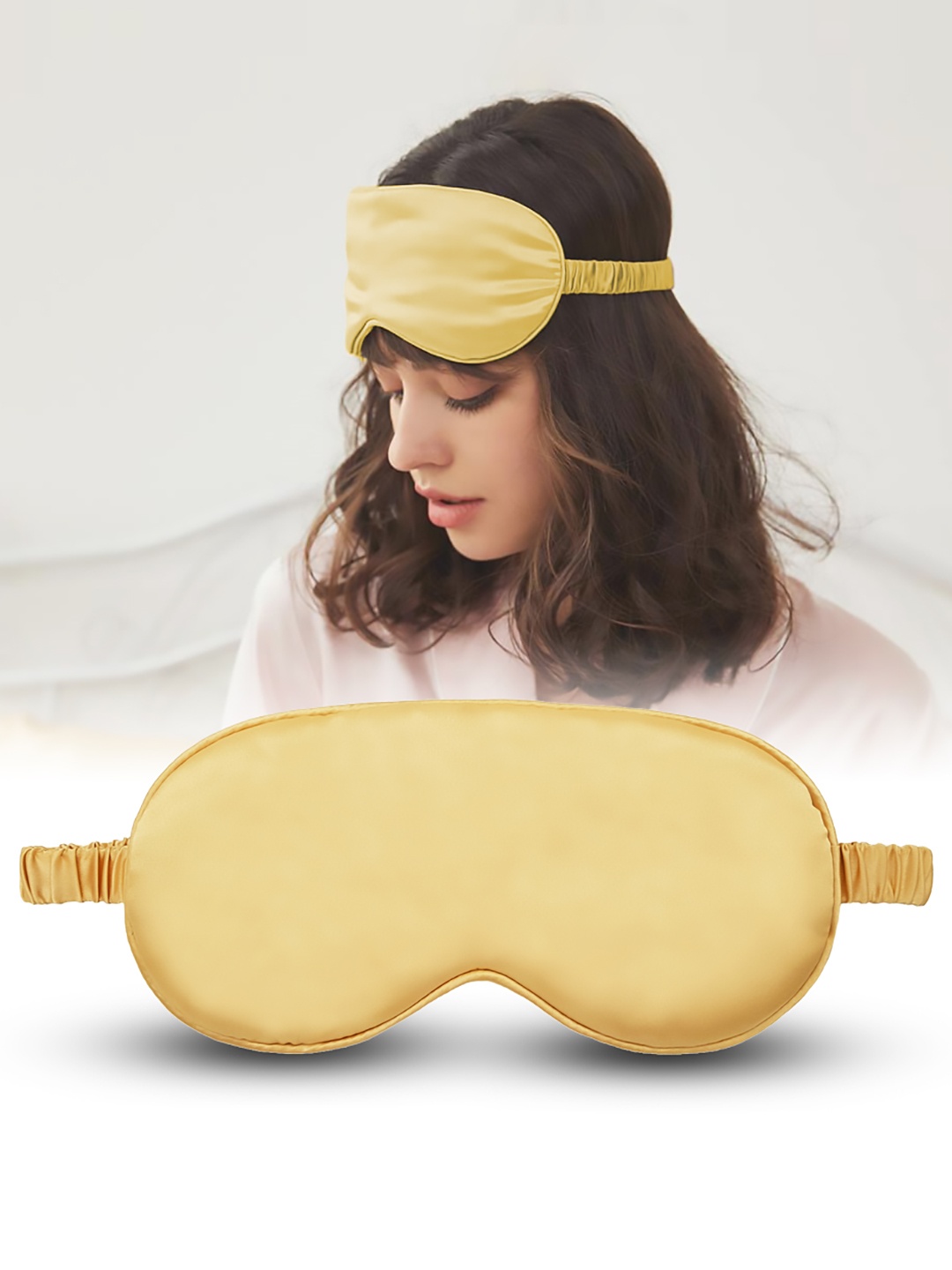 

JENNA Golden Solid Silk Finish Sleeping Eye Mask, Gold