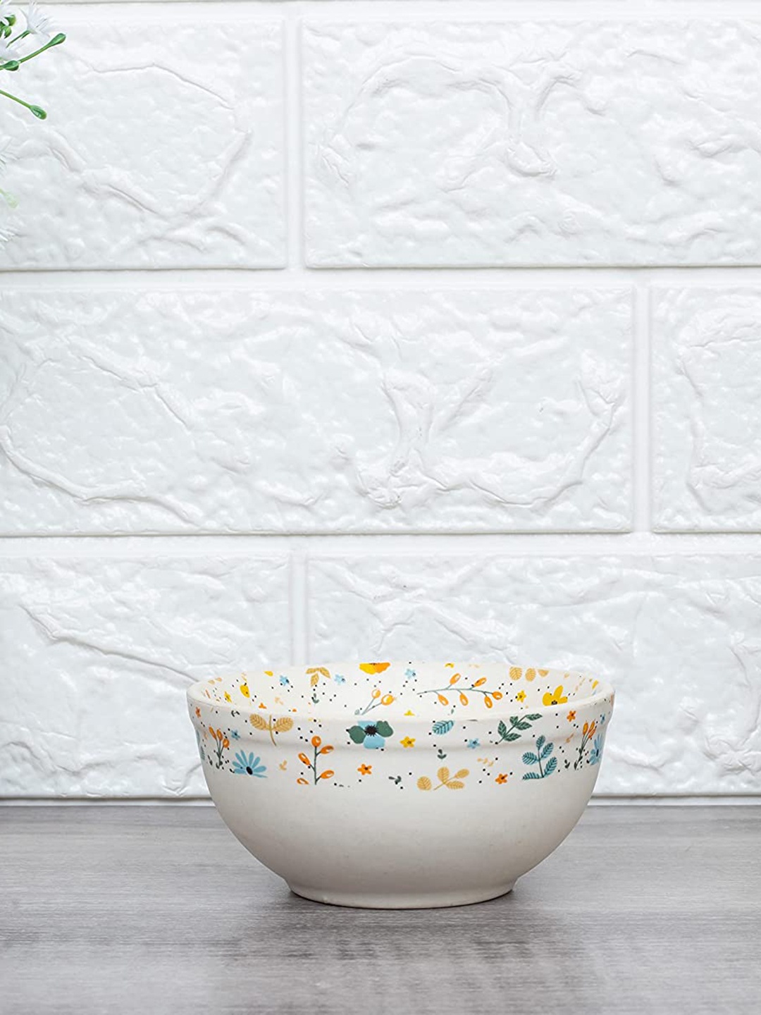 

Femora White & Blue 4 Pieces Floral Printed Ceramic Matte Bowls 250 ml Each
