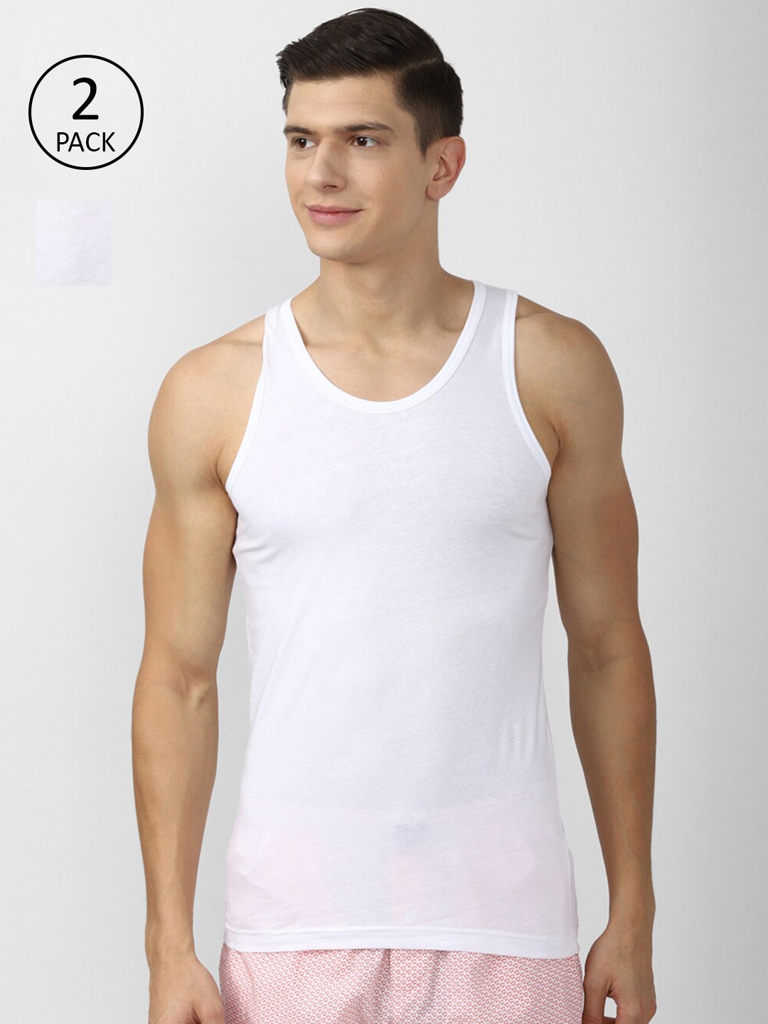 

Peter England Men White Pack of 2 Pure Cotton Basic Innerwear Vest