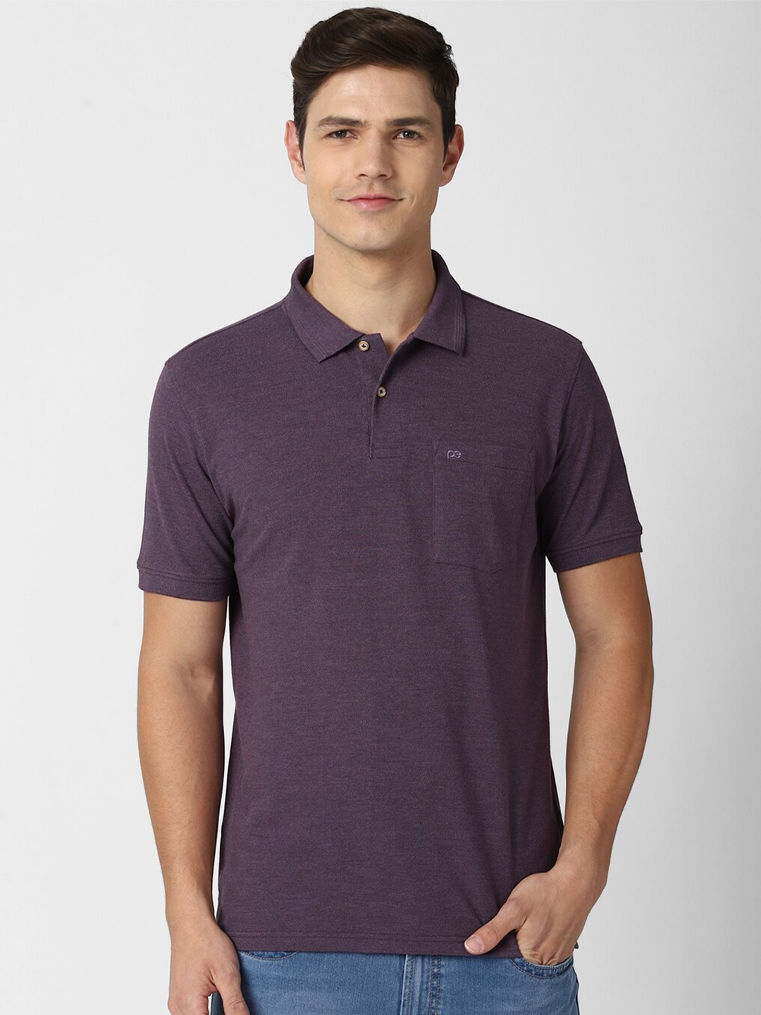 

Peter England Casuals Men Purple Polo Collar T-shirt