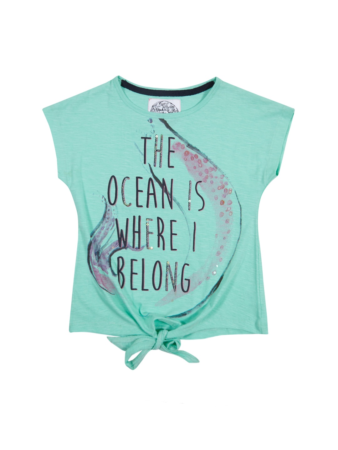 

Palm Tree Girls Green Printed Pure Cotton Top