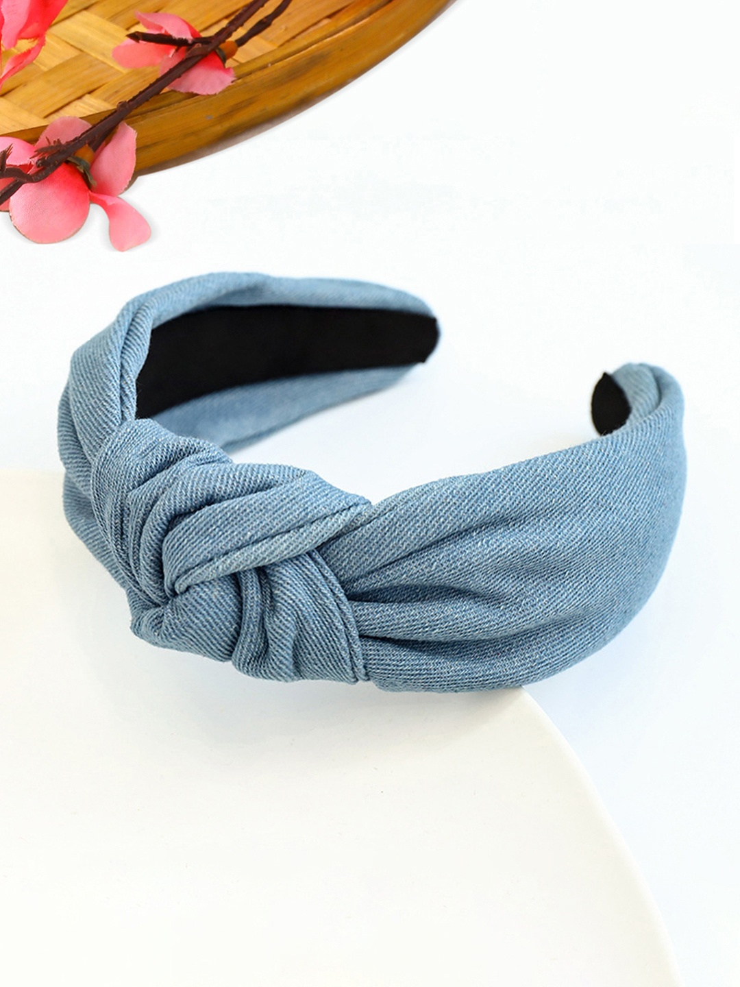 

Yellow Chimes Women Light Blue Color Classy Plain Woven Hair Band