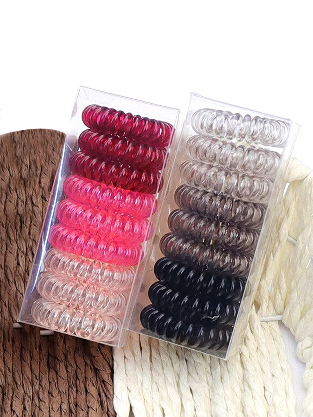 

Yellow Chimes Women Women Set of 18 Multicolored Spiral Elastic Ponytail Holders, Multi