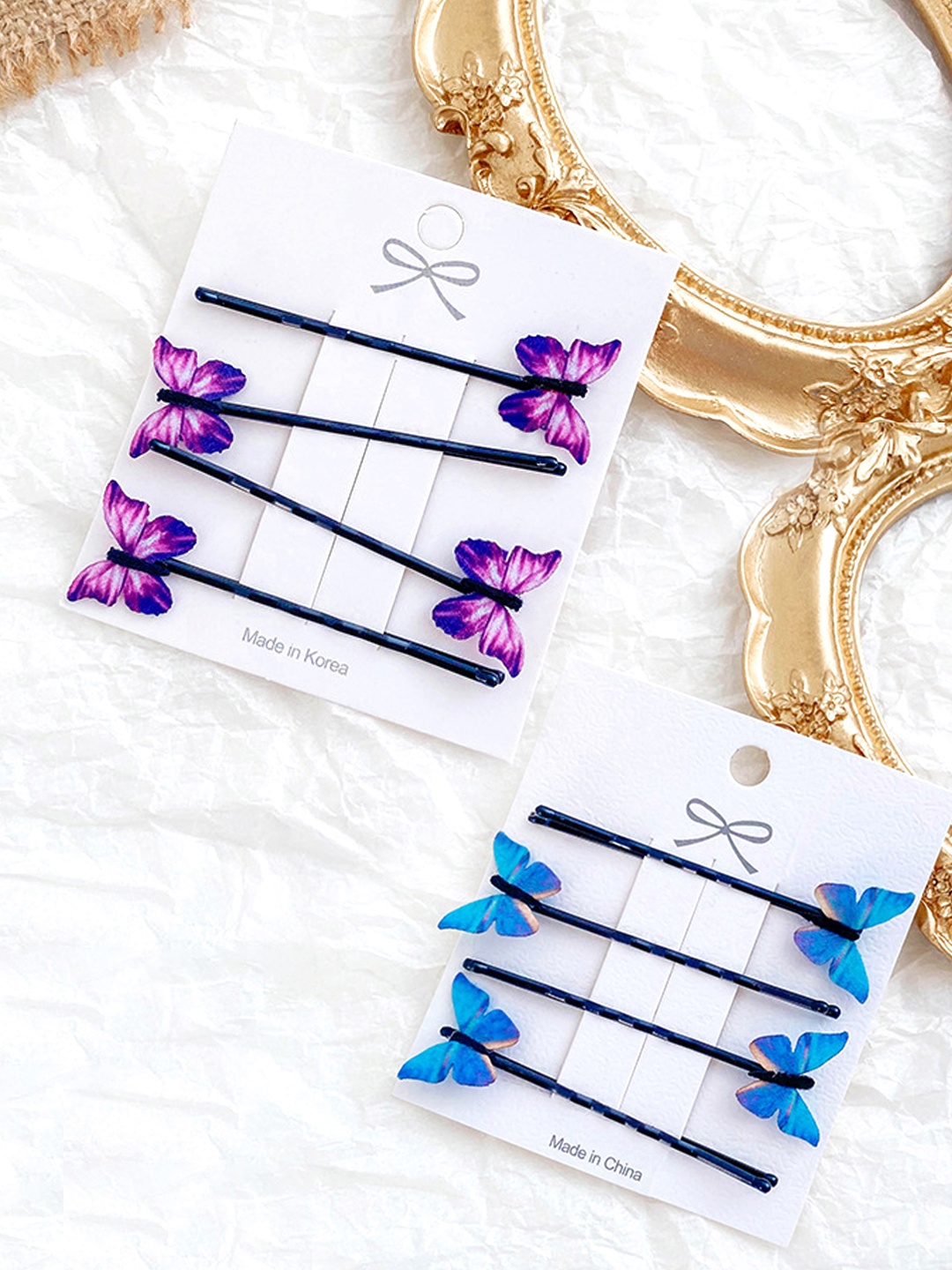 

Yellow Chimes Women Pack of 8 Blue & Purple Bobby Pins