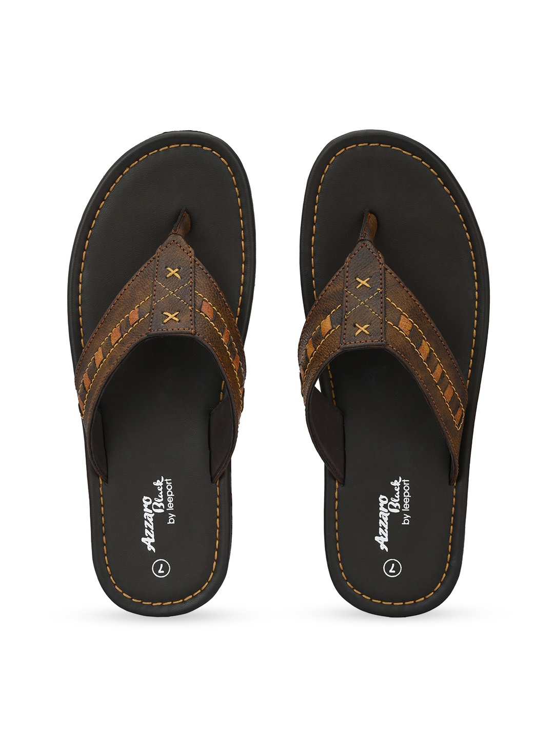 

Azzaro Black Men Brown Thong Flip-Flops