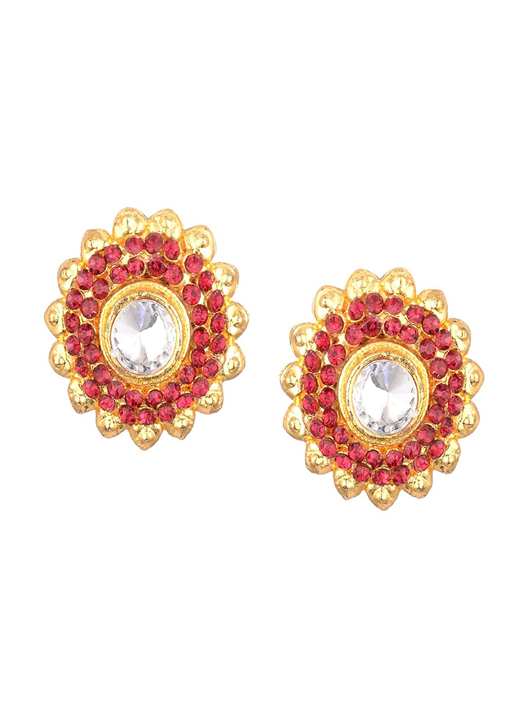 

Kshitij Jewels Red & Gold-Toned Oval Studs Earrings