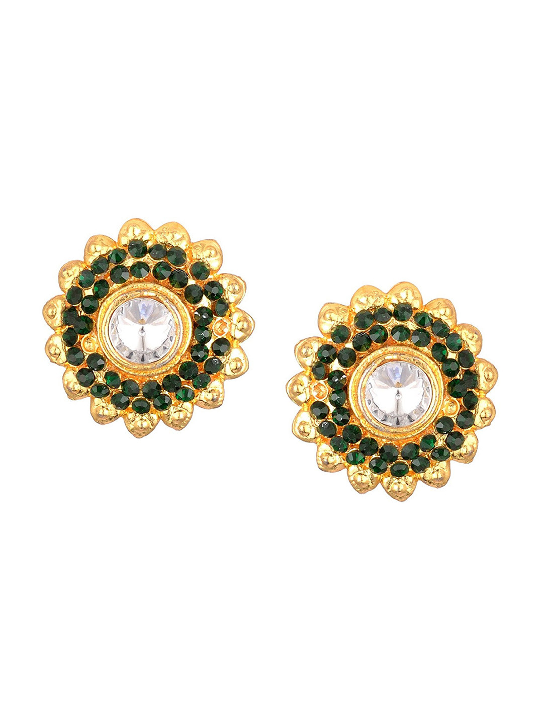 

Kshitij Jewels Gold-Plated Green Contemporary Studs Earrings