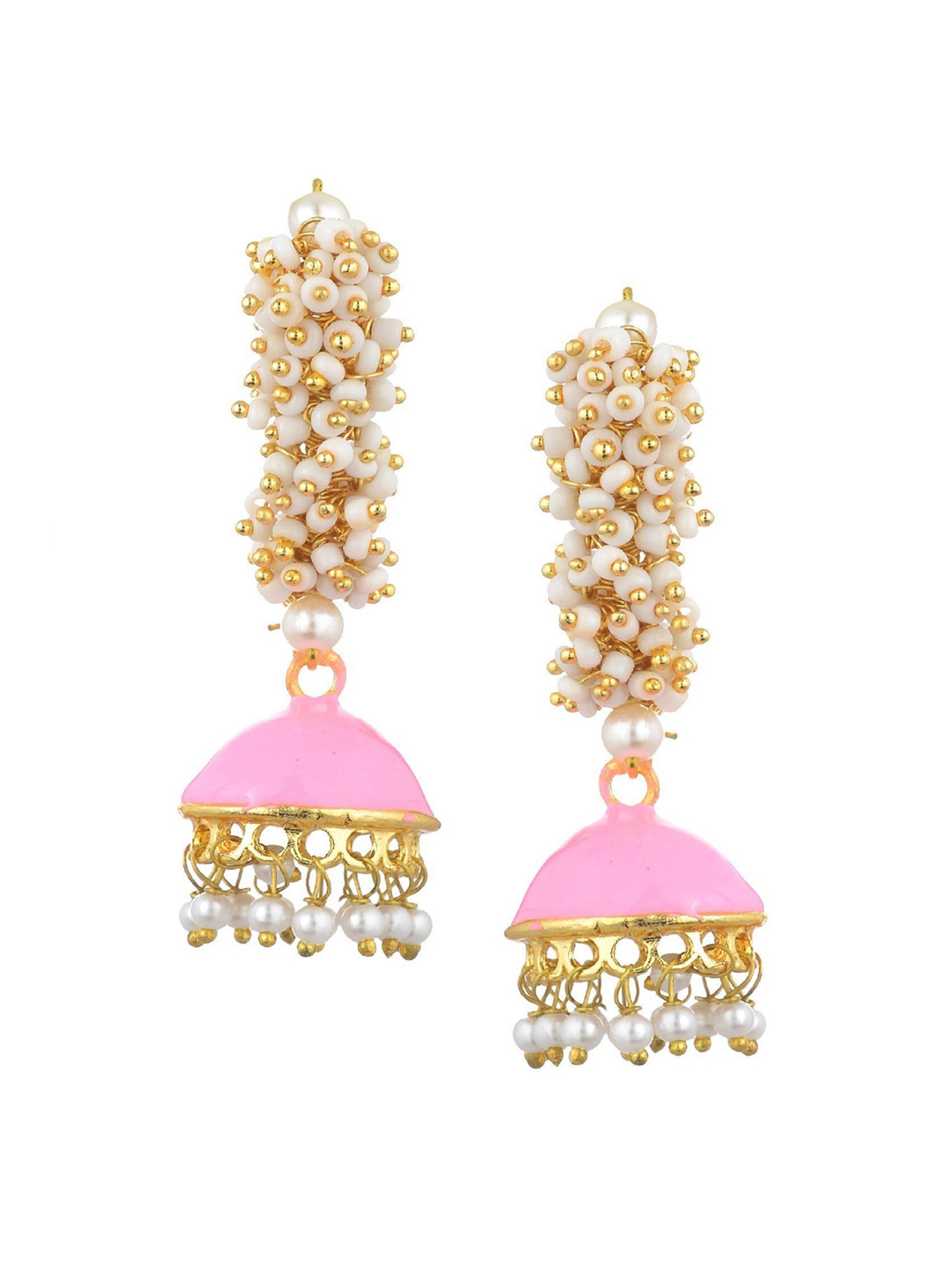 

Kshitij Jewels Pink Contemporary Jhumkas Earrings