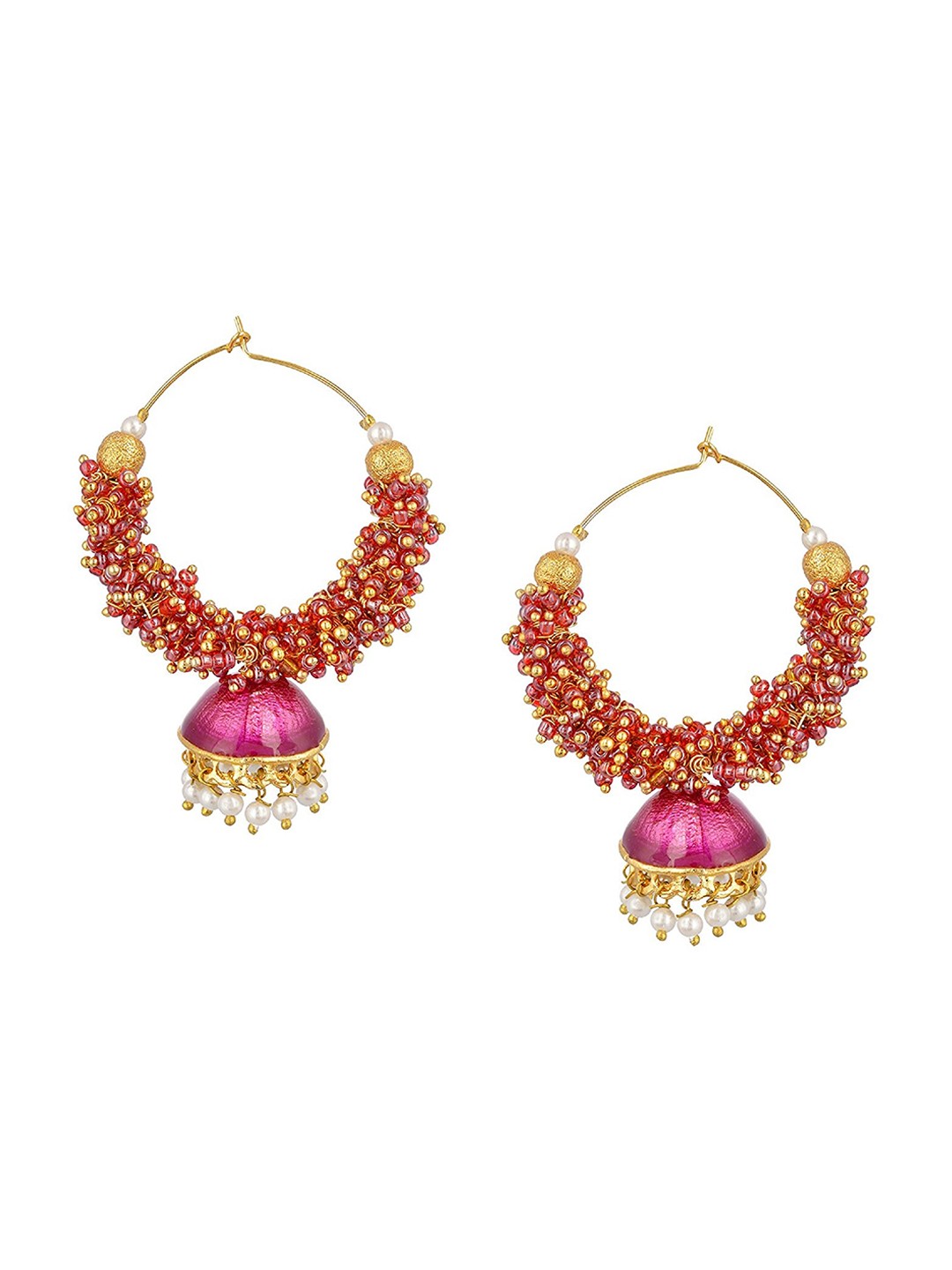 

Kshitij Jewels Pink Gold Plated Contemporary Jhumkas Earrings