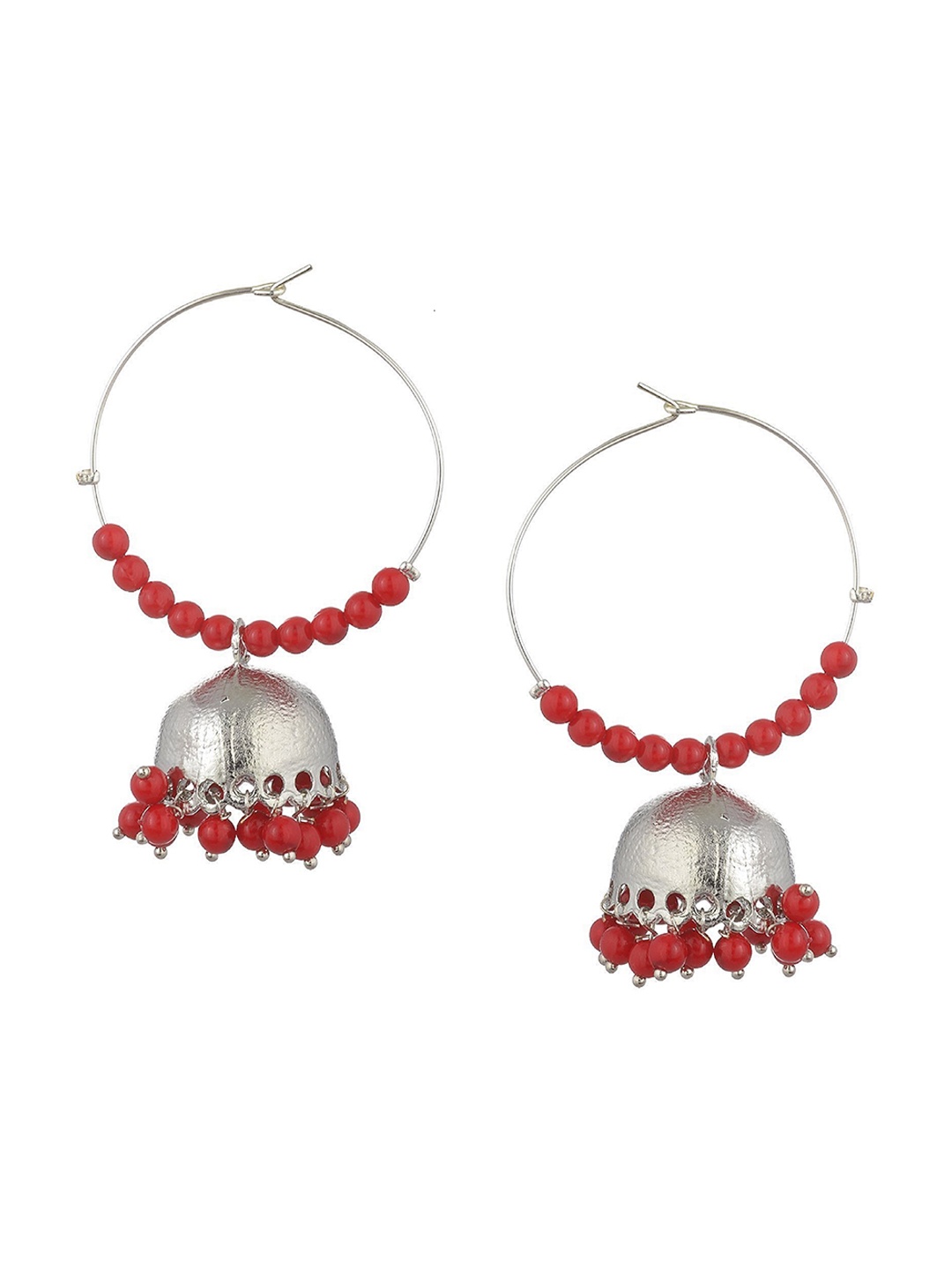 

Kshitij Jewels Red Contemporary Jhumkas Earrings